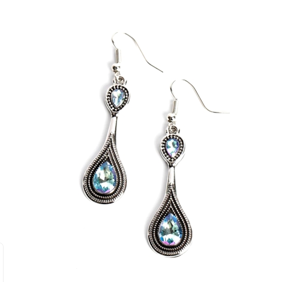 Light Blue Gemstone Drop Earrings Beautiful Silver NEW with Tags - Picture 3 of 3